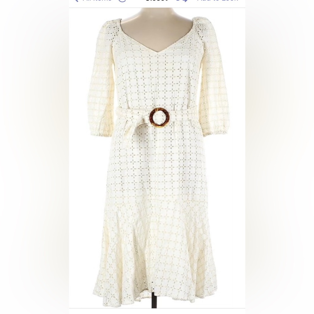 Maeve Cream Midi Dress with Belt